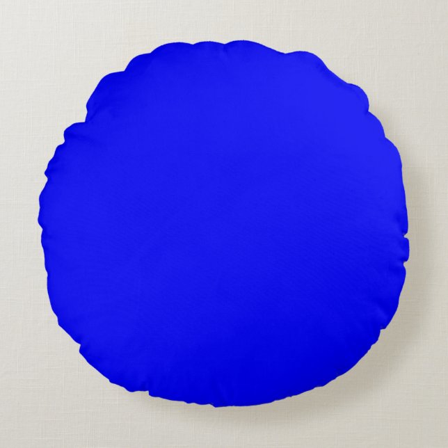 Neon Blue Solid Color Round Cushion (Front)