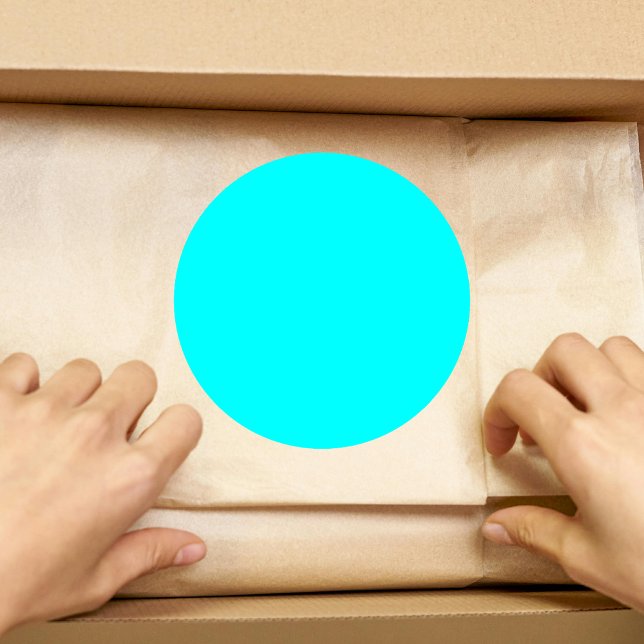 Neon Blue Solid Colour | Classic Round Sticker (Creator Uploaded)