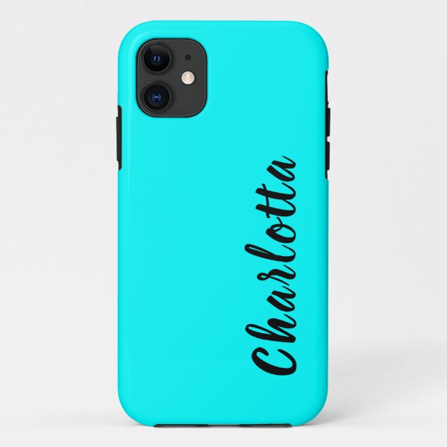 Neon Blue Solid Colour | Custom Personalise Case-Mate iPhone Case (Back)