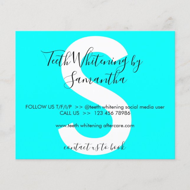 Neon Blue Teeth Whitening Aftercare Instruction (Front)