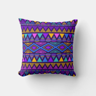 Neon Blue: Tribal Navajo Pattern Cushion