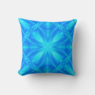 Neon Blue Turquoise Psychedelic Cloudy Abstract Cushion