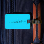 Neon Blue, Typography, Personalise Luggage Tag<br><div class="desc">Introducing our vibrant Neon Pink Personalised Luggage Tag, where bold colour meets personalised flair in a standout travel accessory. Crafted with a striking neon pink background, this luggage tag adds a burst of brightness to your travel gear while ensuring your belongings are easily identifiable. Customise your tag with your name...</div>