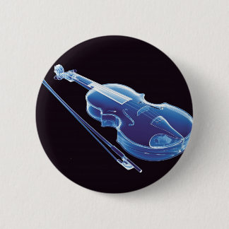 Neon Blue Violin 6 Cm Round Badge