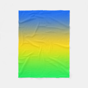 Neon blue, yellow, green gradient, ombre. Fleece Blanket