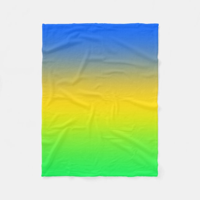  Neon blue, yellow, green gradient, ombre. Fleece Blanket (Front)