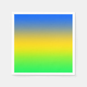  Neon blue, yellow, green gradient, ombre. Napkin