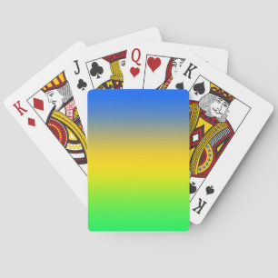 Neon blue, yellow, green gradient, ombre. Playing Cards