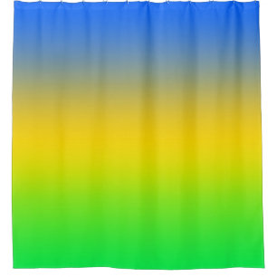 Neon blue, yellow, green gradient, ombre. Shower Curtain