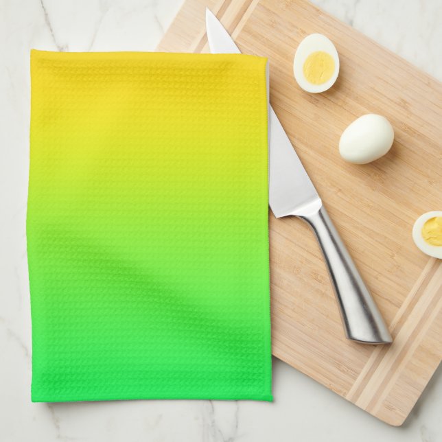  Neon blue, yellow, green gradient, ombre. Tea Towel (Quarter Fold)