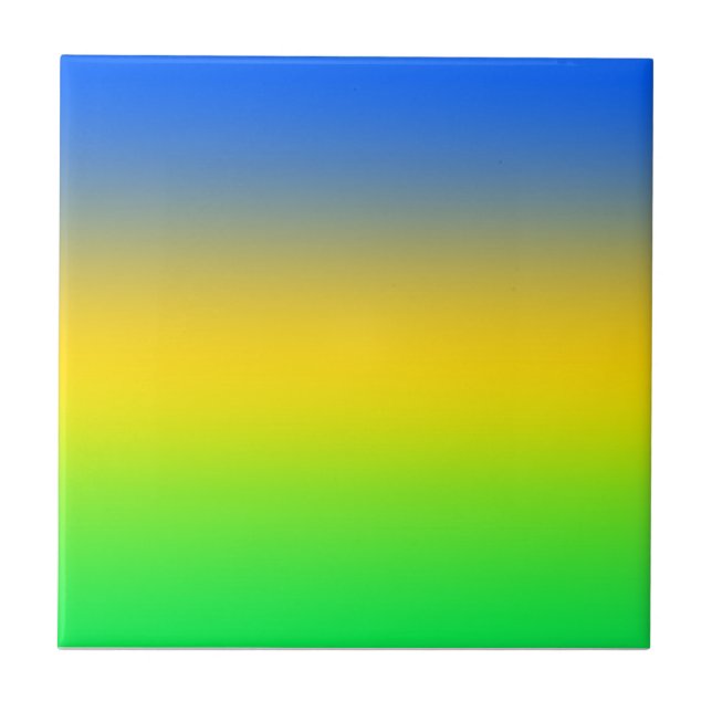  Neon blue, yellow, green gradient, ombre. Tile (Front)