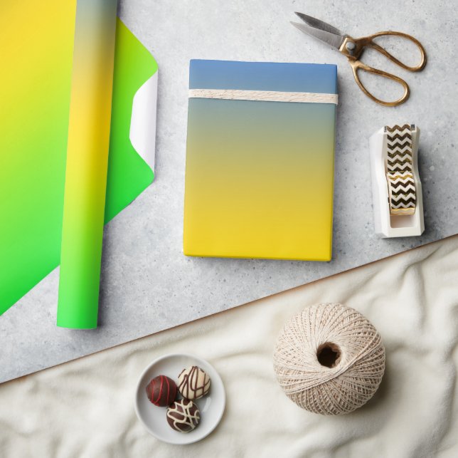  Neon blue, yellow, green gradient, ombre. Wrapping Paper (Crafts)