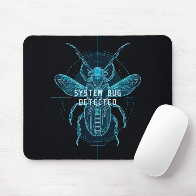 Neon Blueprint System Bug Programmer Desk Mouse Pad (With Mouse)