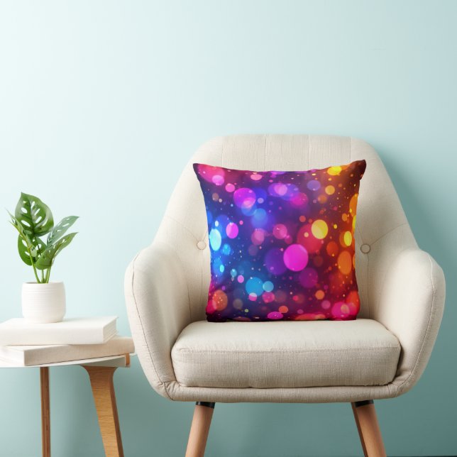 Neon Bokeh Lights Abstract Cushion (Chair)