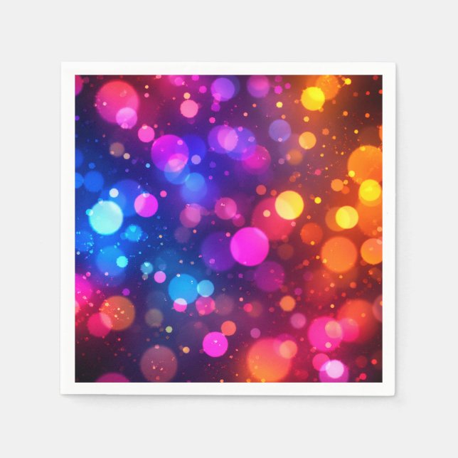Neon Bokeh Lights Abstract Napkin (Front)