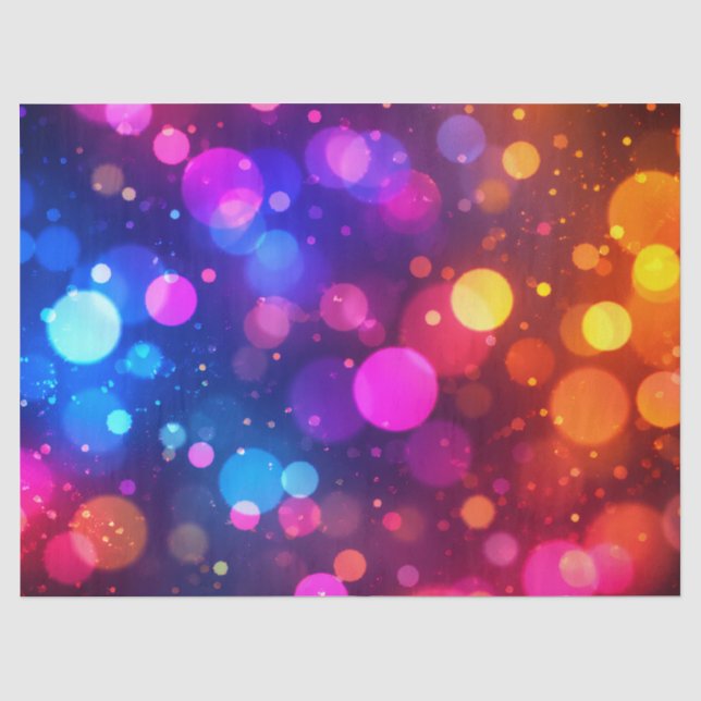 Neon Bokeh Lights Abstract Tissue Paper (Front)