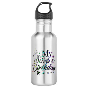 neon bokeh textured it's my 70th birthday 532 ml water bottle