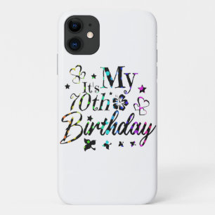 neon bokeh textured it's my 70th birthday Case-Mate iPhone case
