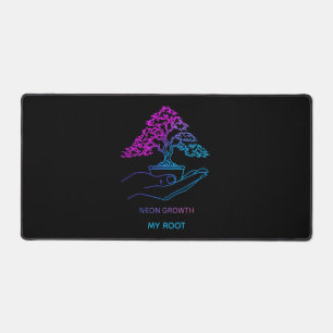 Neon Bonsai Tree Cyberpunk Aesthetic Personalised Desk Mat