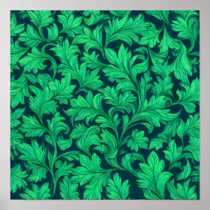 Neon Botanical Texture: Seamless Luminous Ivy Poster