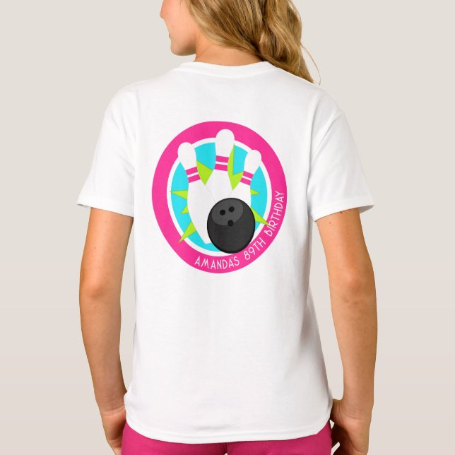 Neon Bowling Event Shirt with Name on Front Pocket (Back)
