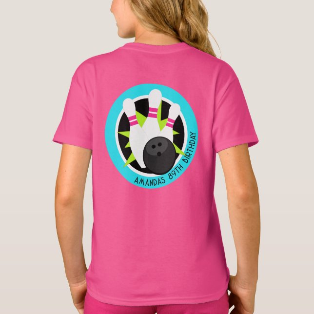 Neon Bowling Event Shirt with Name on Front Pocket (Back)