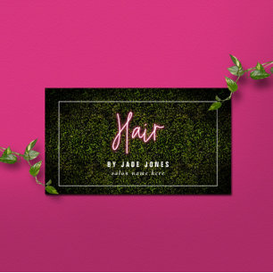 Neon Boxwood Hair Salon Cosmetologist Business Card