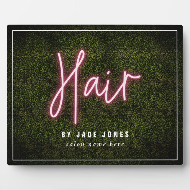 Neon Boxwood Hair Salon Professional Cosmetologist Plaque (Front)