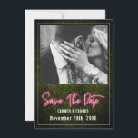 Neon Boxwood Wedding Photo Save The Date<br><div class="desc">A neon design over a boxwood background with white text and custom photo.</div>