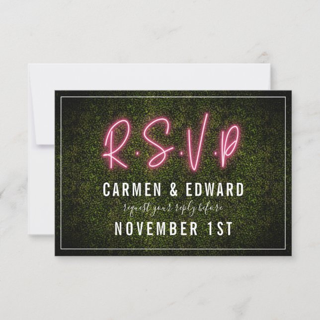 Neon Boxwood Wedding RSVP Card (Front)