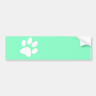 neon bright blue green teal paw print bumper sticker