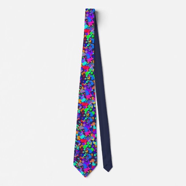 Neon bright colourful paint splatter neck tie (Front)