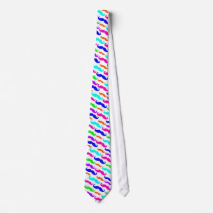 Neon bright colours moustaches necktie