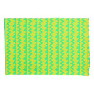 Neon bright green and yellow zigzag pattern pillowcase