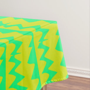 Neon bright green and yellow zigzag pattern tablecloth