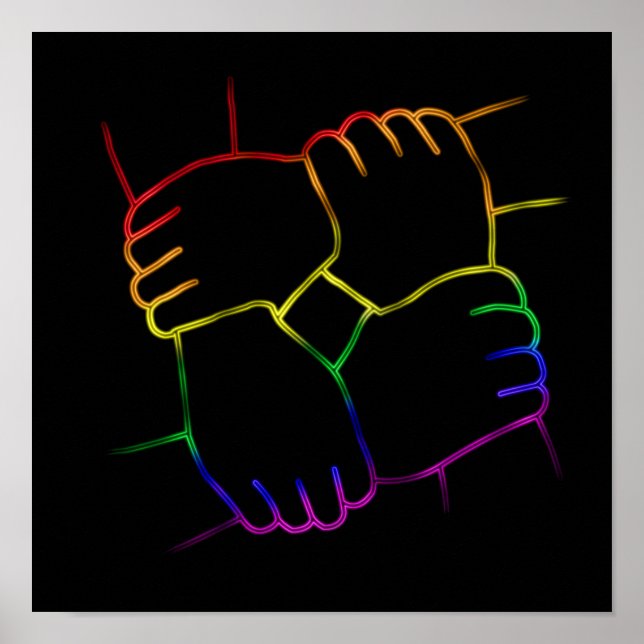 Neon Bright LGBTQ Colourful Pride Line Art Poster (Front)