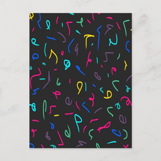 Neon Bright Marks on Black  Postcard (Front)