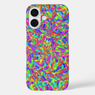 Neon Bright Rainbow Confetti Abstract iPhone 16 Case