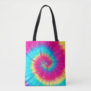 Neon Bright Retro Tie Dye Tote Bag