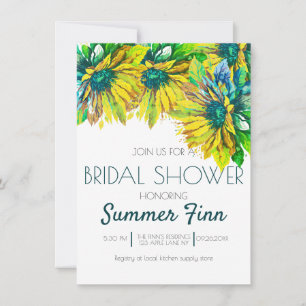 Neon Bright Summer Sunflower Bridal Shower Invite