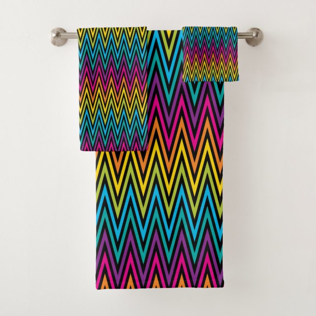 Neon Bright trendy fashion colourful design 8 Bath Towel Set (Insitu)