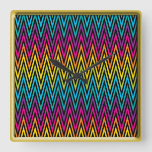 Neon Bright trendy fashion colourful design 8 Square Wall Clock