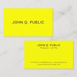 Neon Brilliant Bright Yellow Elegant Template Business Card