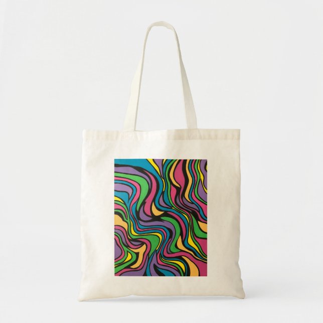 Neon Brook-Hand Painted Abstract Art Tote Bag (Front)