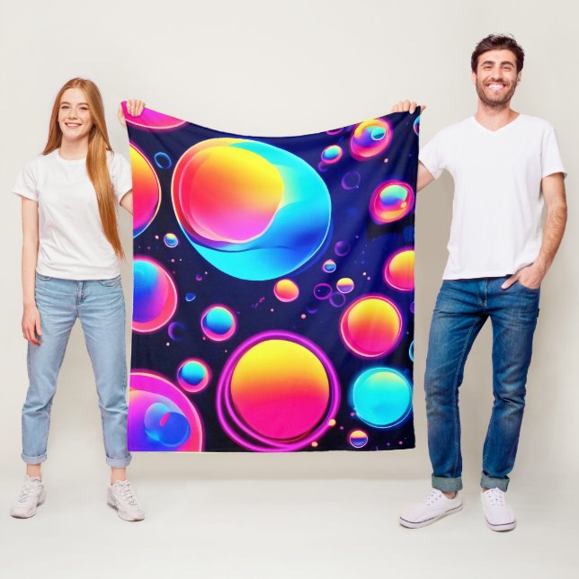 Neon Bubble Universe Fleece Blanket (In Situ)