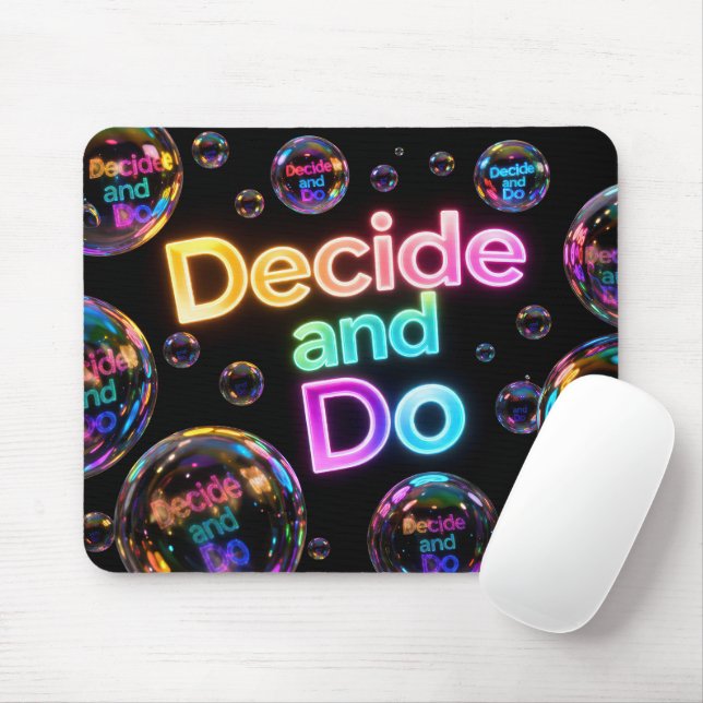 Neon Bubbles with Motivational Quote Mouse Pad (With Mouse)