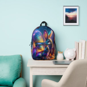 Neon Bunny Printed Backpack