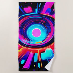 Neon Burst: Abstract Energy Beach Towel