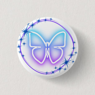 Neon Butterfly 3 Cm Round Badge