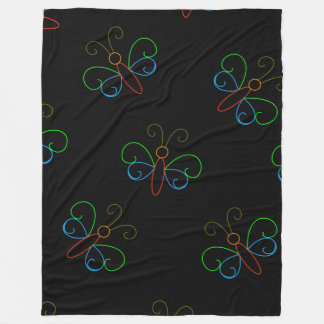 Neon Butterfly Fleece Blanket